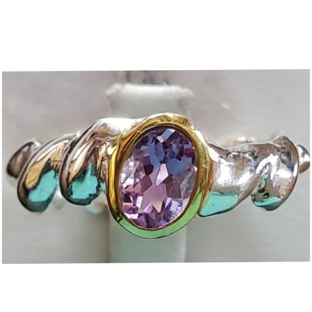 Genuine 1ct Amethyst Handmade Ring Size 8.75